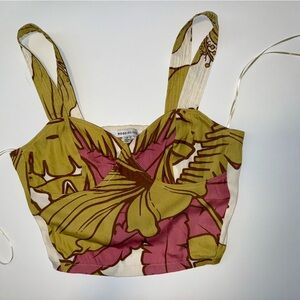 Olive and Pink Floral Women's Top